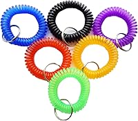 HAMIYELL Pack of 6 Colorful Spiral Wrist Coil Keychains - Waterproof Flexible Wristbands for Keys, Gym, Beach & Hair Ties
