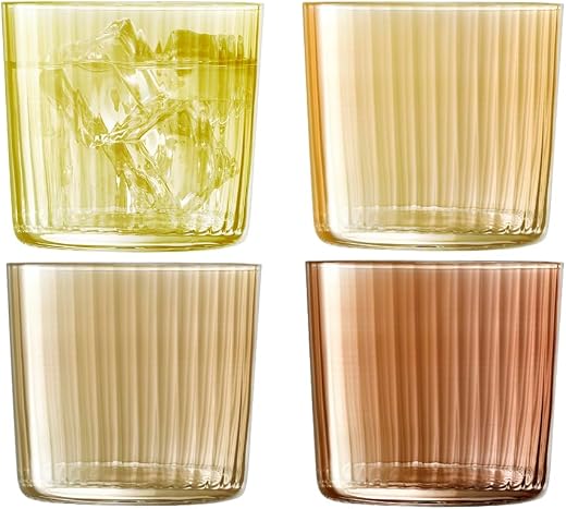 Amber short tumbler glasses, set of 4