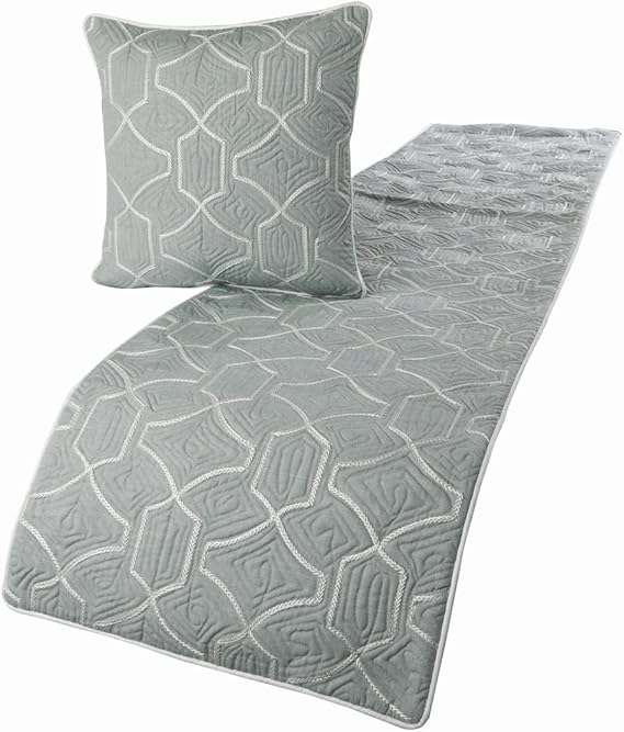 The HomeCentric King Queen Twin Grey Blue Bed Runner with