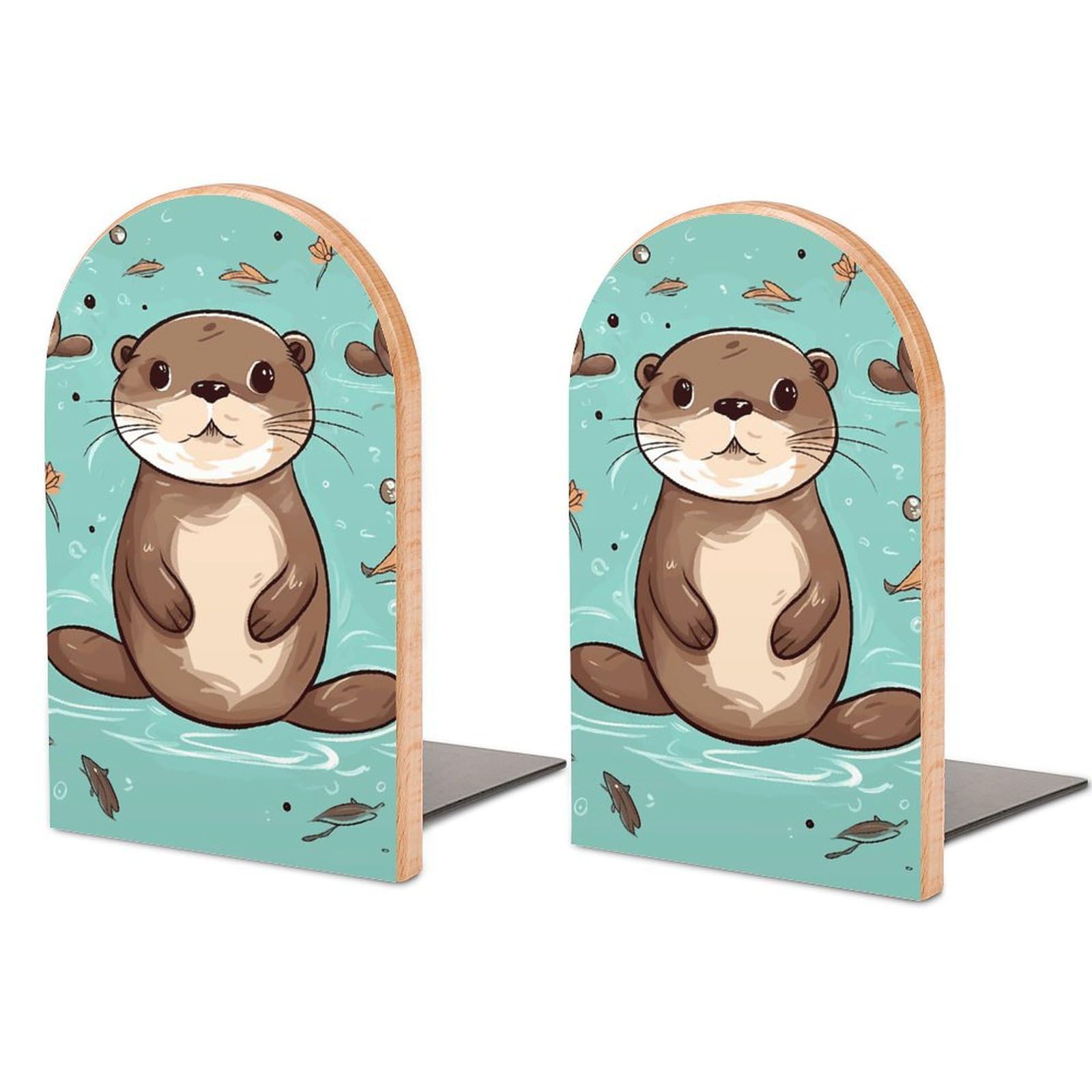 Serre-livres en bois antidérapants Muso loutre pour grand livre de maison