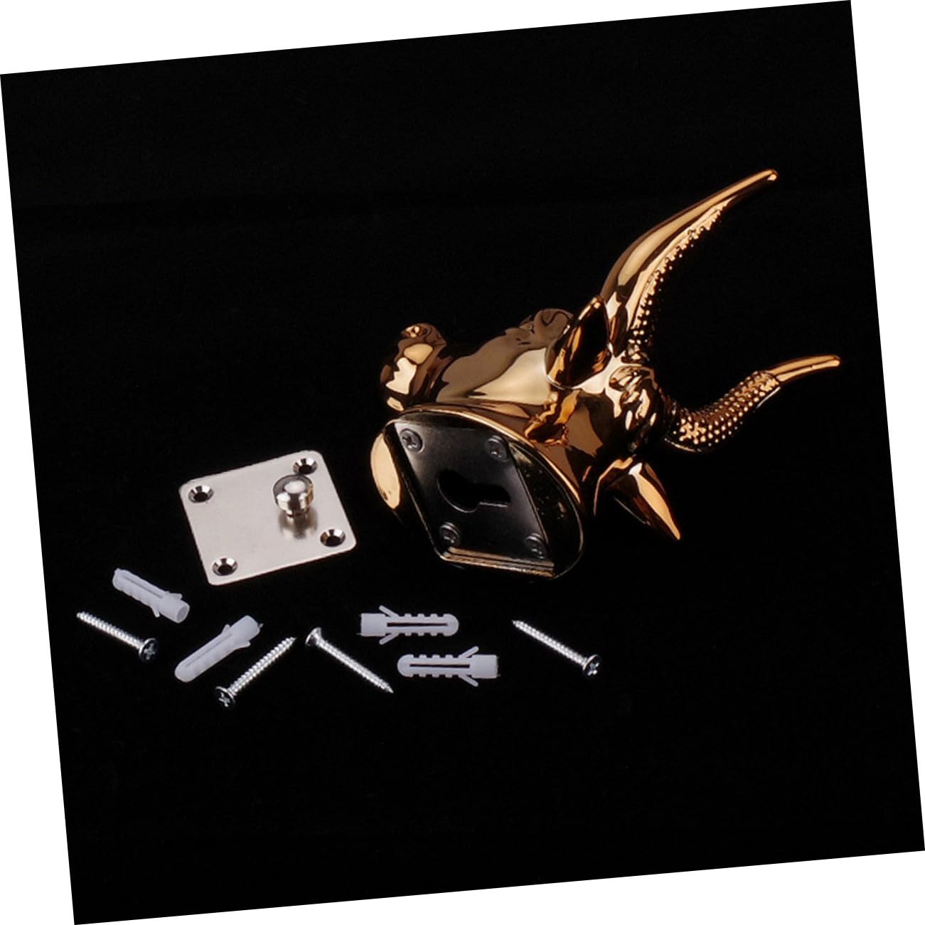Gancio per Chitarra da Muro in Acciaio Oro, Bull Head | Supporto a Parete per Storage, Installazione Semplice, Soluzione Pratica e Stabile per Strumento