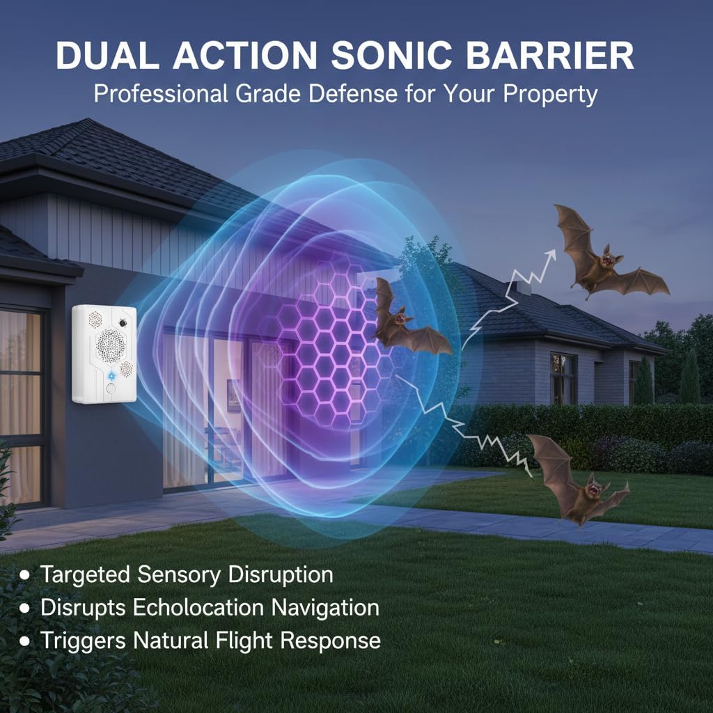 2026 Upgraded Ultrasonic Bird Repellent Devices Outdoor Woodpecker Deterrent for House Pigeon Deterrent Rechargeable Bat Repellent Indoor to Keep Birds Out of Attic Porch Balconies,2Pack