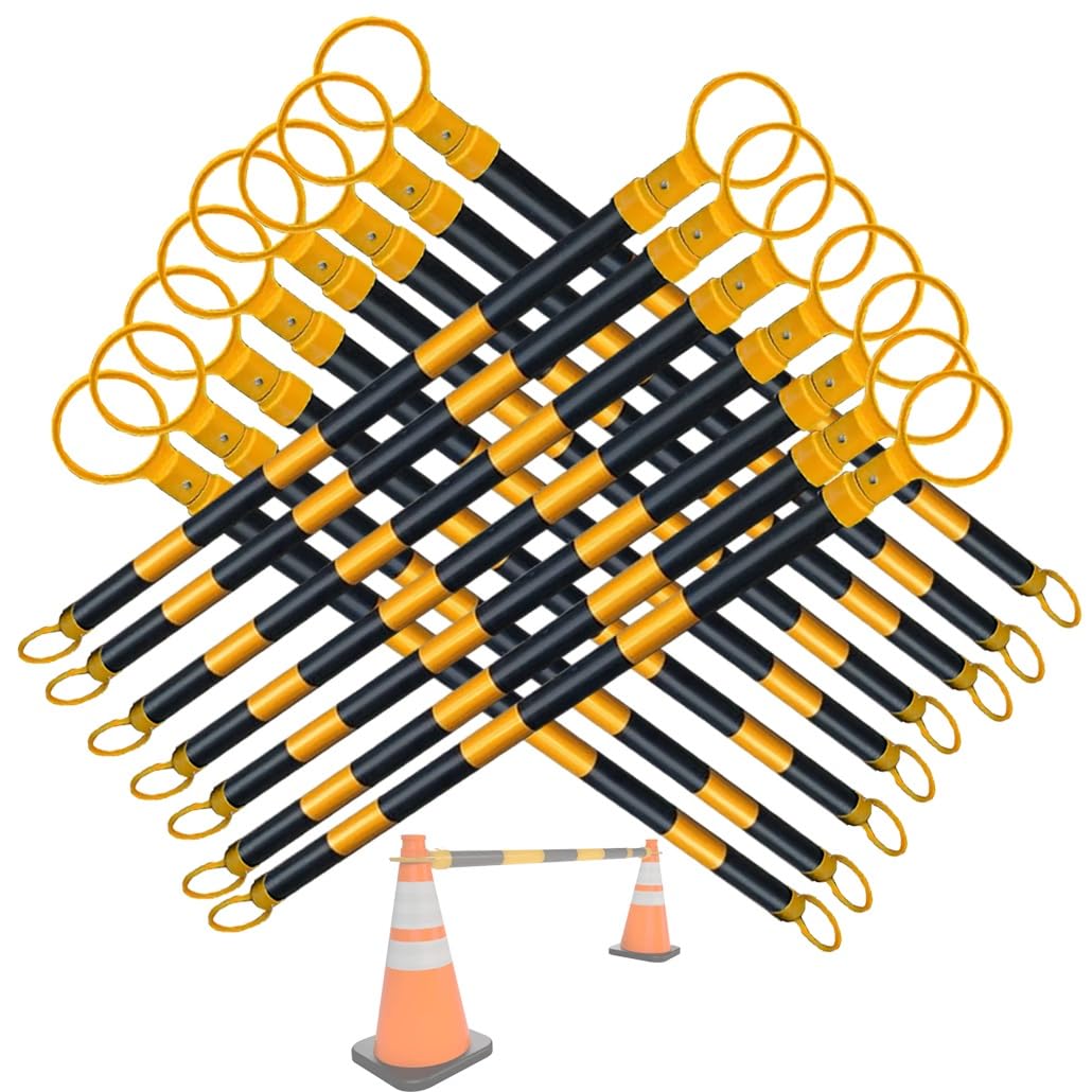 5 10 15 20 Packs Retractable Traffic Cone Bar，3.9-6.6' & 5.2-9.8' Expandable Parking Construction Safety Barrier Hard & Reflective for Warning Work Zones Events(1.2-2M,5pcs)
