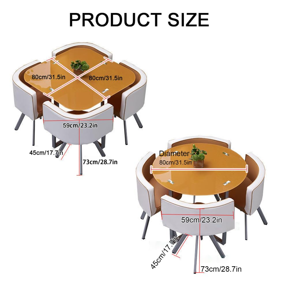 Ensemble Table et chaises de Salle à Manger Modernes en Verre trempé, mobilier de Cuisine carré/Rond idéal pour Les Repas, Les Pauses café et Les réunions, Design élégant et Polyvalent pour