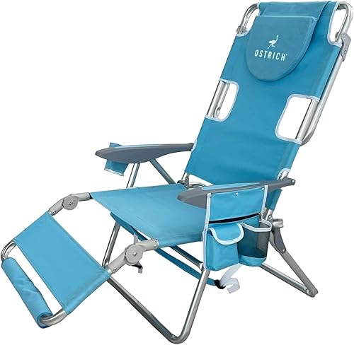 Miniatura 18 de Ostrich - Silla reclinable Ostrich Deluxe 3 en 1 para jardín, playa y patio, mueble de exteriores ligero, con reposapiés para balcón, jardín o Azul
