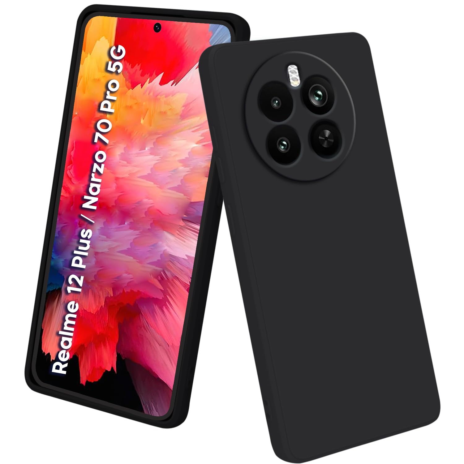 TRUEUPGRADE Compatible with Realme 12 Plus 5G / Realme P1 / Narzo 70 / Narzo 70 Pro Back Cover Case, Liquid Silicone Full Body Protective Cover - Black TRUEUPGRADE Compatible with Realme 12 Plus 5G / Realme P1 / Narzo 70 / Narzo 70 Pro Back Cover Case, Liquid Silicone Full Body Protective Cover - Black