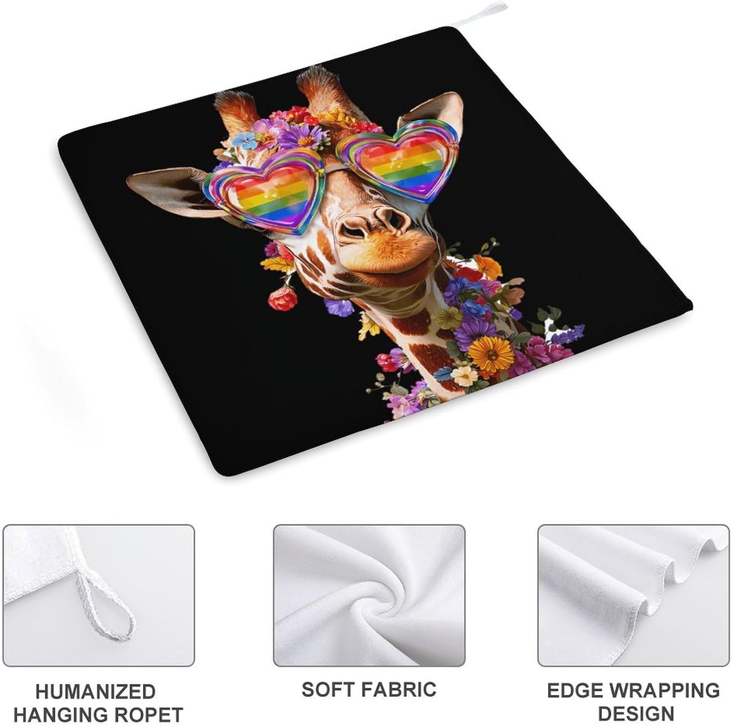 Giraffe Print Microfiber Hand Towels for Bathroom Soft Absorbent Bath Kitchen Towel with Hanging Loop 4PCS