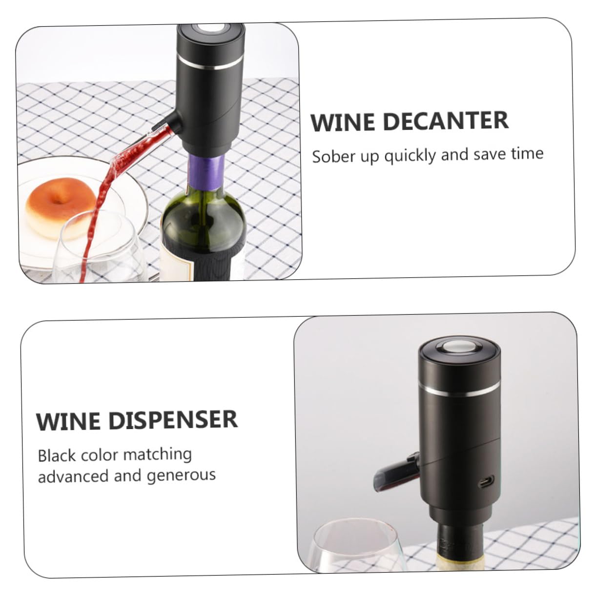 BEBEMOKO 1pc Decanter Automatic Vacuum Saver Wine Spout Pourer Electric Wine Aerator USB Spliter Wine Wine Tap Dispenser Reusable Wine Corks Wine Stopper Wine Dispenser Abs