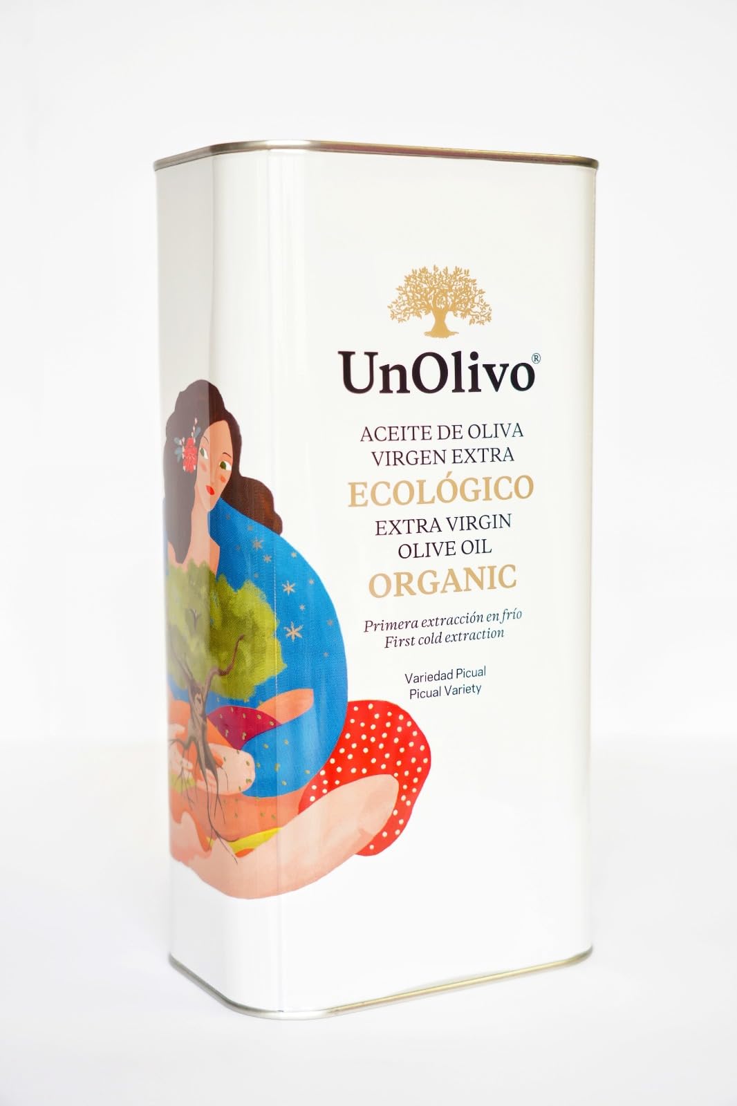 UnOlivo Aceite de Oliva Virgen Extra Ecológico lata 5L | Variedad Picual | Extracción en Frio | Aceite Filtrado