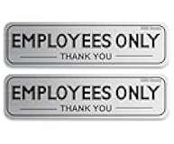 2pcs Employees Only Sign Stickers, Metal like Brushed Silver, 9