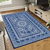 Le Motif Bleu Simple ne Peut Pas se permettre la Balle ne rétrécit Pas Le Salon canapé Bureau Table Basse Salle d'étude Tapis décoratif-120x160cm Style Moderne Doux Grand Tapis dans Le Salon