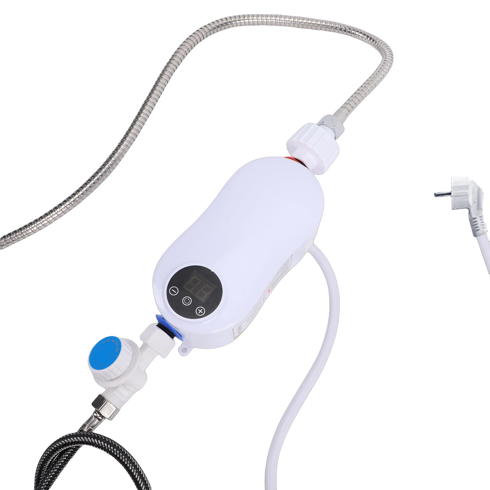 Garosa Mini Bezkomorowy Podgrzewacz Wody 5500W z Dotykowym Ekranem LED i | Electric Heating, 30-55°C Regulowane, Montaż na ścianie Bez Wiercenia, Ochrona Przed Przegrzaniem, Zestaw Prysznicowy w
