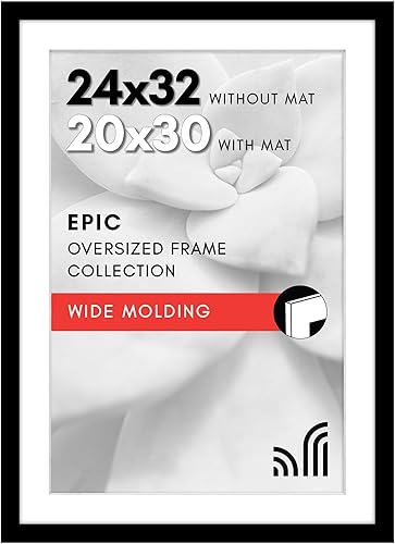 Americanflat Marco para póster de 20 x 30 pulgadas con paspartú o póster de 24 x 34 pulgadas, sin paspartú, en madera negra de ingeniería con