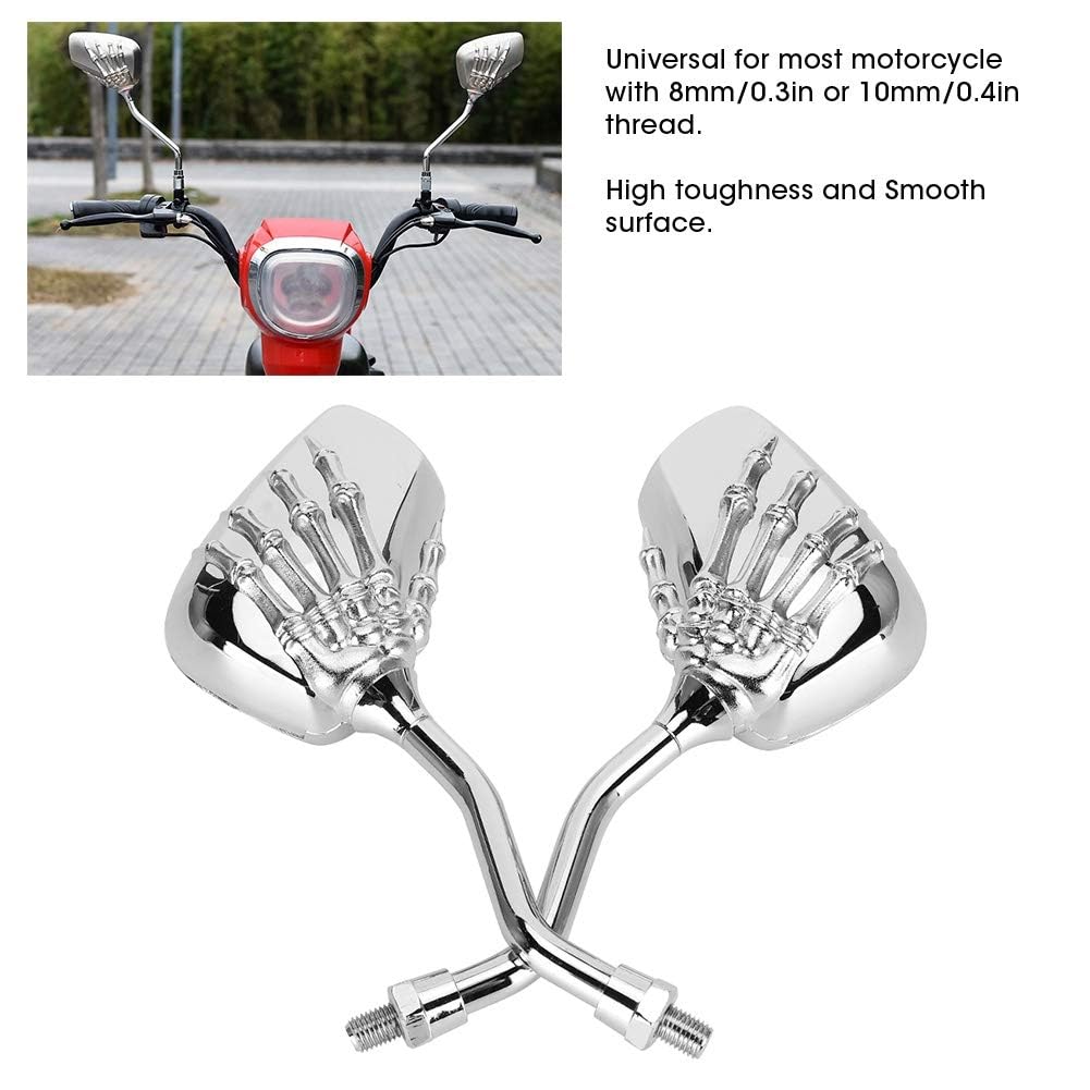 Specchietti retrovisori, 2 pezzi, filettatura 8 mm, 10 mm, cromati, universali, HD, moto, scheletro, manubrio manuale, riflettore per bicicletta, ATV, scooter, e-bike