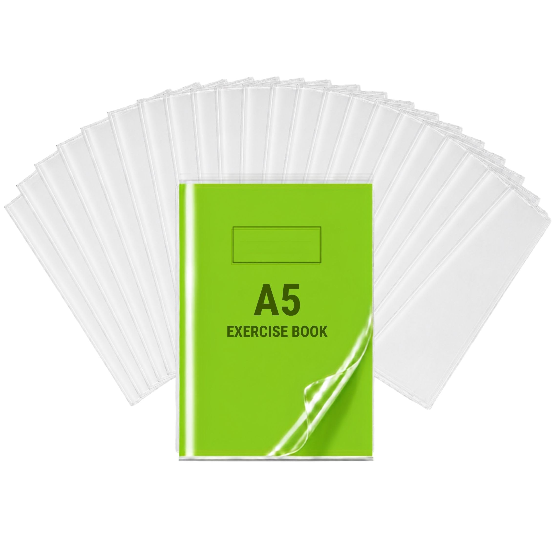 EXERZ A5 Exercise Book Covers 20pcs Clear PP Water Resistant Jackets