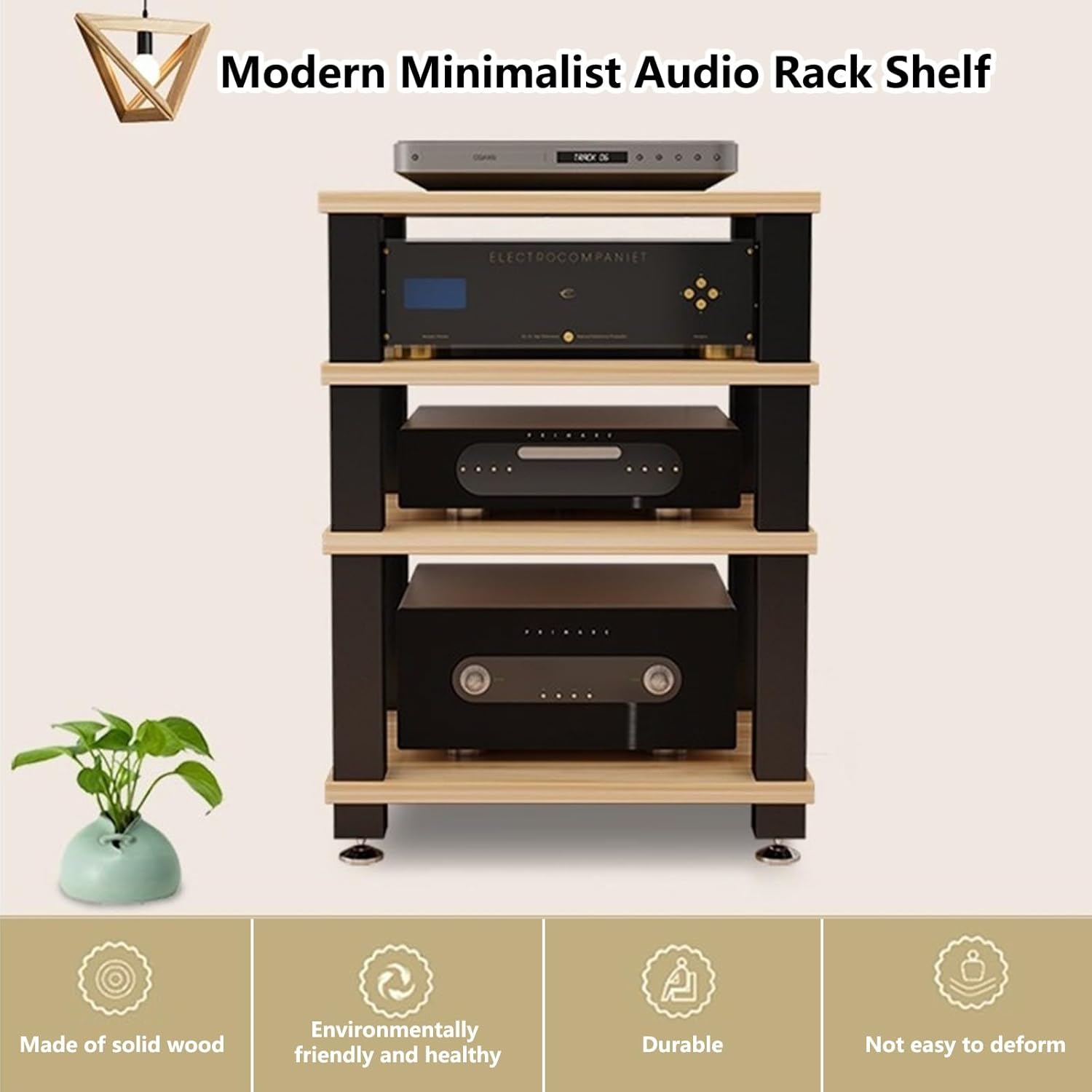 AV Media Stand - Stereo Racks and Stands with Storage Shelves, Audio Component Cabinet, AV Component Media Stand for Home, Office and Theater(White,3 Tier)