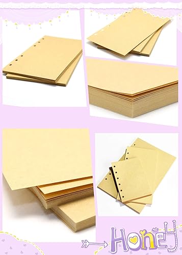 Vista 6 de Colgantes de hojas retro, cubierta de piel sintética, hojas sueltas, diario de escritura en blanco, 2 unidades, 6 agujeros, 6 anillos, papeles