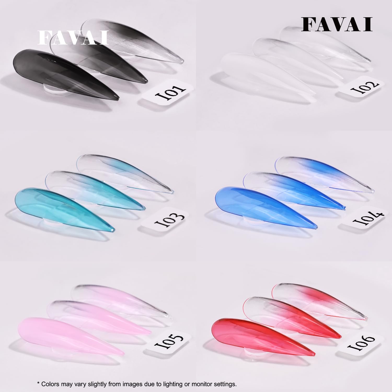 FAVAI Airbrush Gel Ice Collection – 12 colori smalto semi-permanente gelatina semi-trasparente effetto ghiaccio, gel UV senza TPO per baby boomer, francese ombreggiato & nail art professionale, 12 x