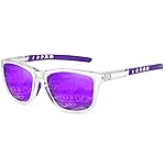 MEETSUN Polarized Sports Sunglasses for Women Men Driving Running Cycling Fishing Sun Glasses UV400 Protection Transparent Frame-Purple Mirror Lens