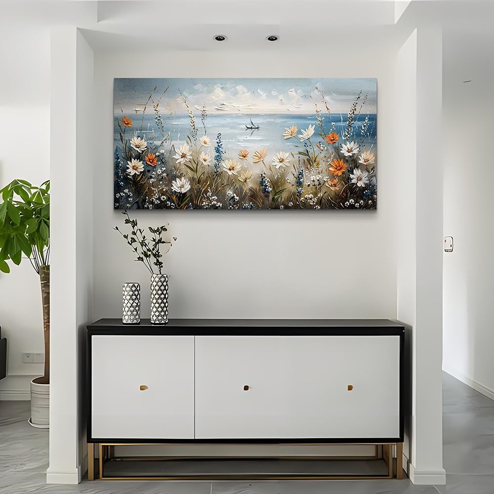 MHARTK66 Canvas Wall Art For Living Room Wall Decor For Bedroom Office Decoration Blue Ocean Paintings Flowers Landscape Wall Pictures Artwork Modern Aesthetic Room Home Decor Ready To Hang Posters - Image 9