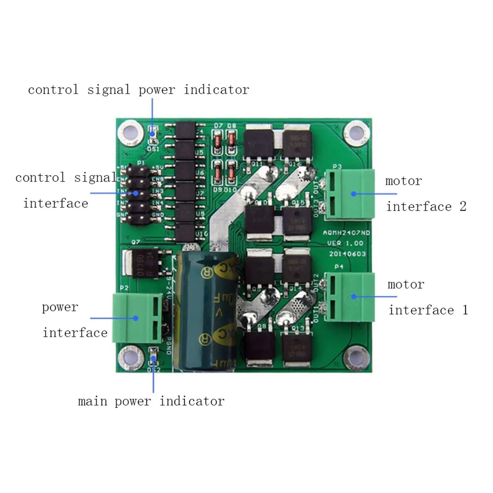 Placa de accionamiento de motor de 12 V y 24 V, módulo controlador de velocidad de motor de puente H, controlador de motor de rotación hacia adelante y hacia atrás Para puerta batiente, puerta corredi