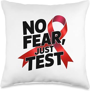 No Fear Just Test HIV Awareness Red Ribbon Throw Pillow
