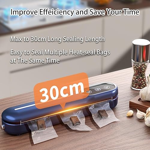 Miniatura 6 de Máquina selladora al vacío para alimentos, potente succión y temporizador digital de cuenta regresiva, modos secohúmedo, 15 bolsas de sellado al