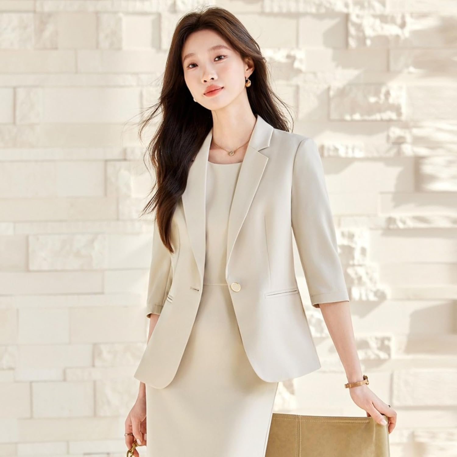 Short Sleeve Blazer and Pencil Skirt Set Women's Summer Business Suit