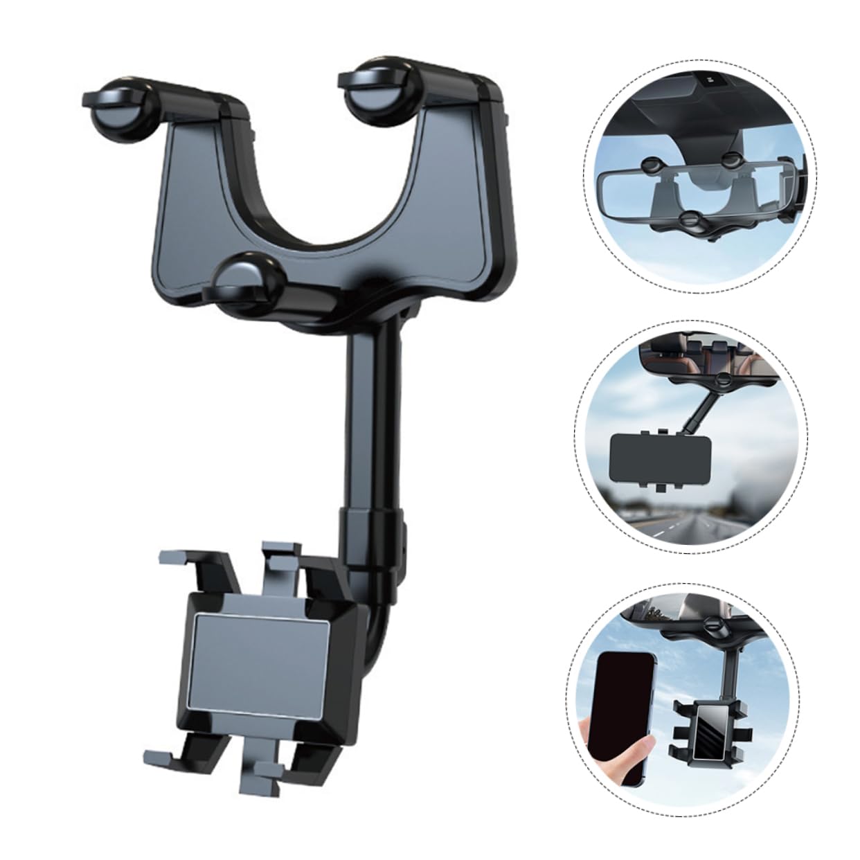 Supporto Cellulare da Auto Clip Multiangolare in Abs e Colla Pu per Navigazione e Guida Sicura su Veicoli Nero