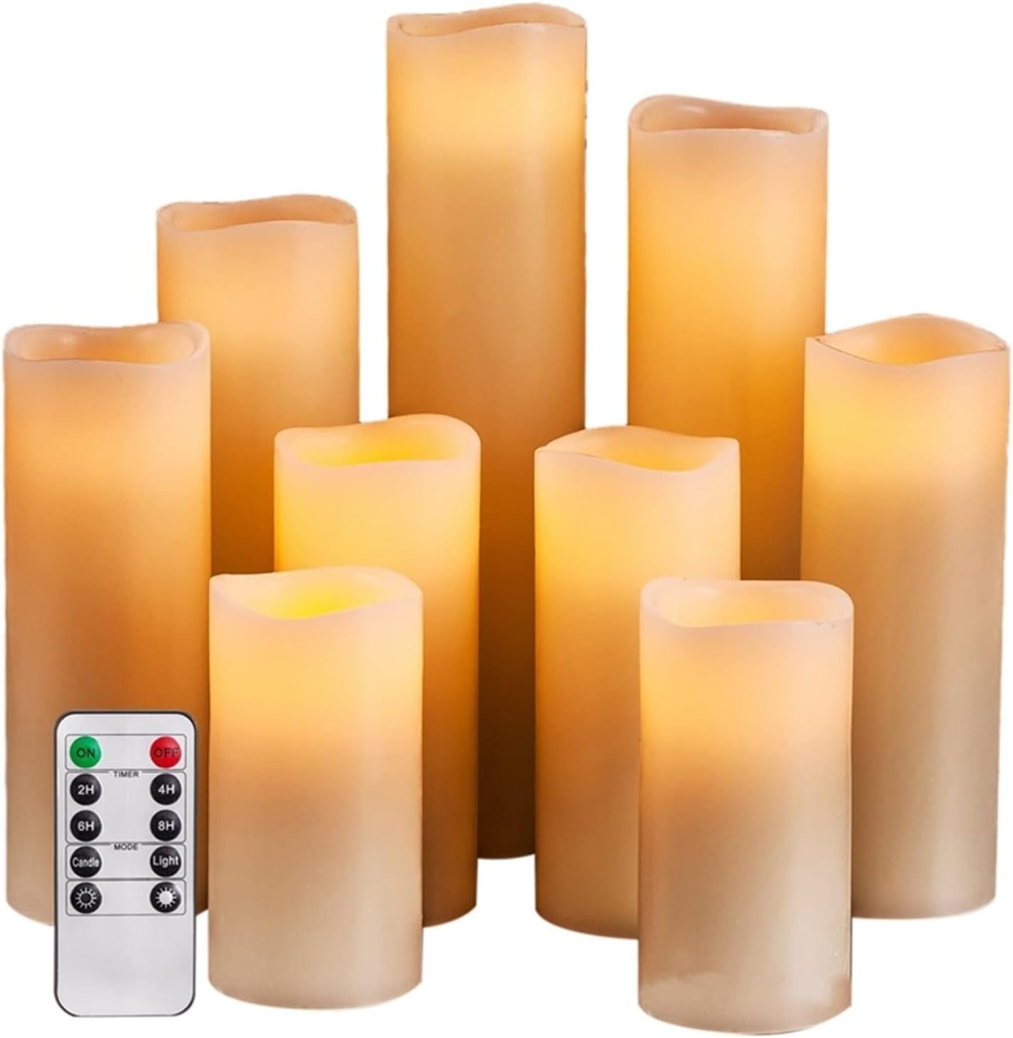 DUNBE Flameless Candles Set of 9 Ivory Dripless Real Wax