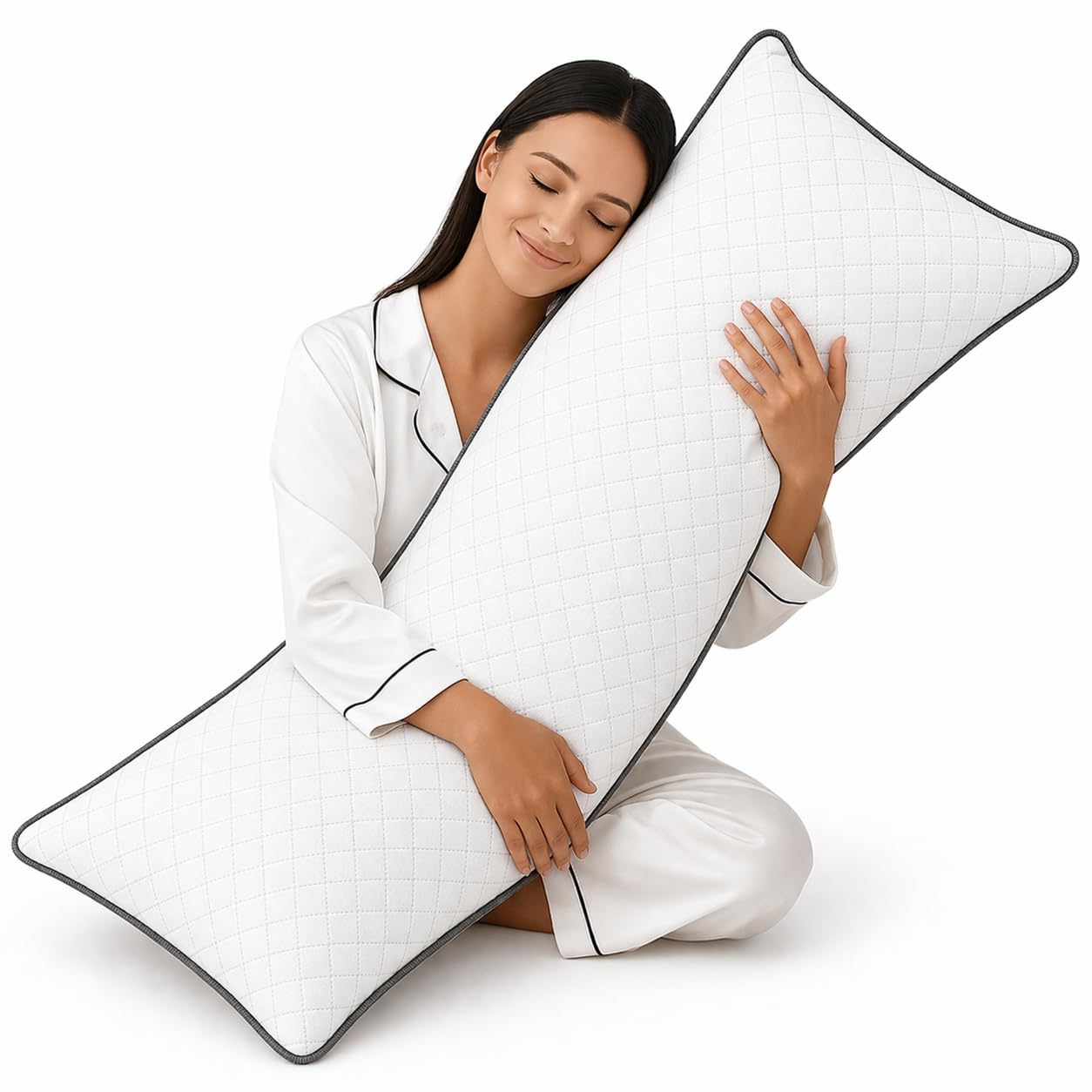 Ultrasonic Long Bolster Pillows Hollowfibre Filled Body Pillow (Single - 3ft) - Full Body Long Pillow Orthopedic Comfort Back, Neck & Pregnancy Maternity Soft Support Side Sleepers Pillows