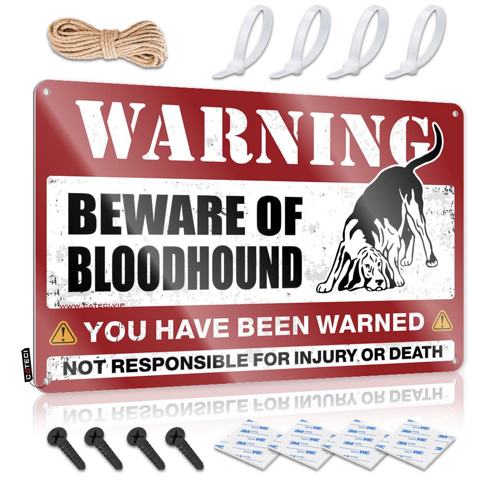 HELIOFORGE Funny Wall Decor Signs Beware Of Bloodhound Tin Sign Funnymetal Sign Room Accessories For Teen Boys(30X40CM)