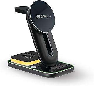 JUST CORSECA SwiftCharge Magnetic 3-in-1 Wireless Charger | 15W Fast Charging for Phone, 3W for Earbuds, 2W for iWatch | L Price In India