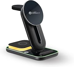 JUST CORSECA SwiftCharge Magnetic 3-in-1 Wireless Charger | 15W Fast Charging for Phone, 3W for Earbuds, 2W for iWatch | L