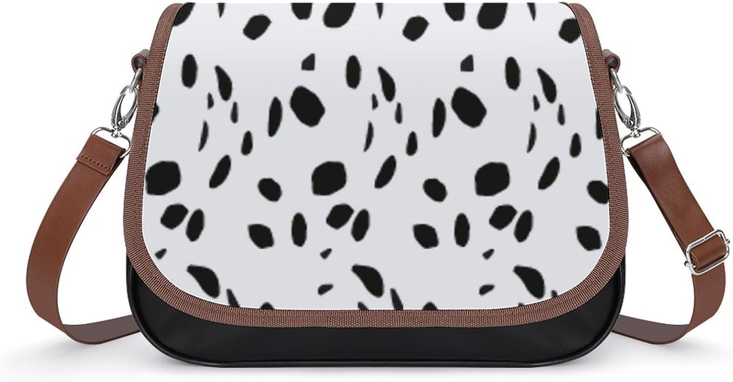 Dalmatian PrintWomen's Faux Leather Crossbody Bag, Waterproof Wrinkle-Resistant Shoulder Bag with Detachable Strap, Large Capacity Casual Handbag, Fashion Daily Purse for Shopping Work Dating, Ideal G