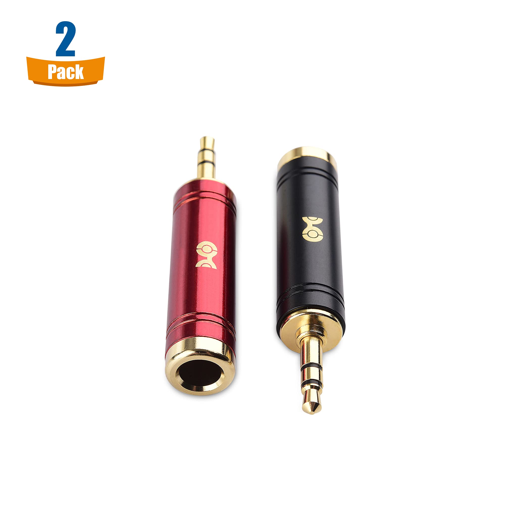 Cable Matters 2-Pack 3.5mm to 1/4 Adapter, 1/8 Male to 1/4 Female Microphone Adapter Jack, 6.35mm to 3.5mm Headphone Jack Adaptor