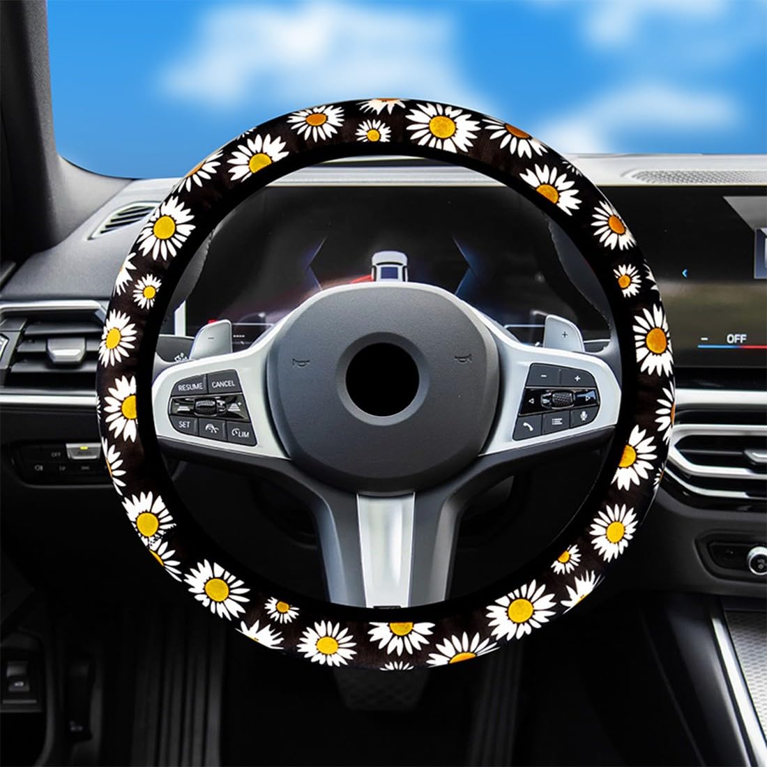 Housse Volant Voiture En Peluche Rose à Imprimé Léopard - France