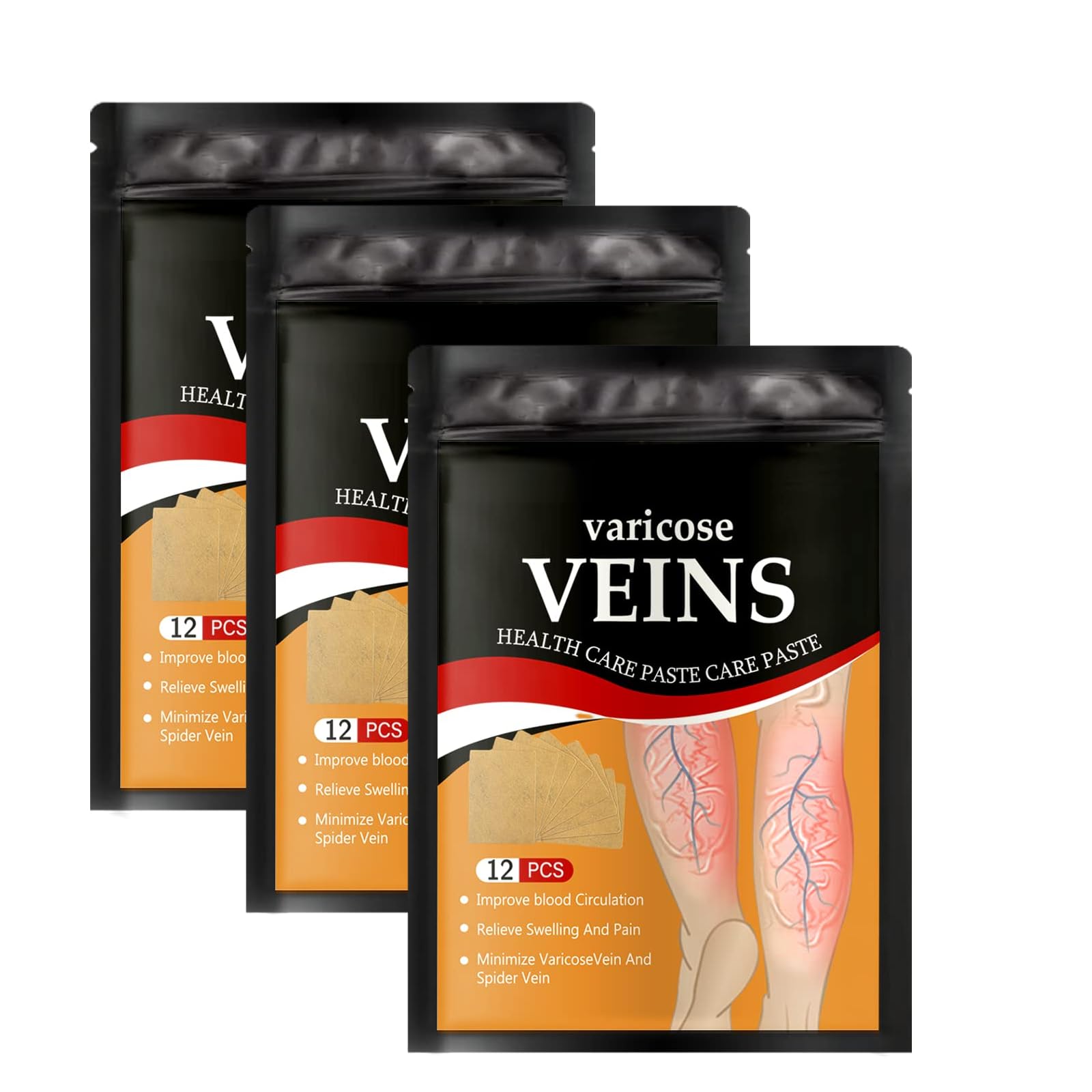 Varicose Veins Health Care Paste, 12 Pieces, Pain Relief and Blood Circulation Support, Pack of 3-image-28