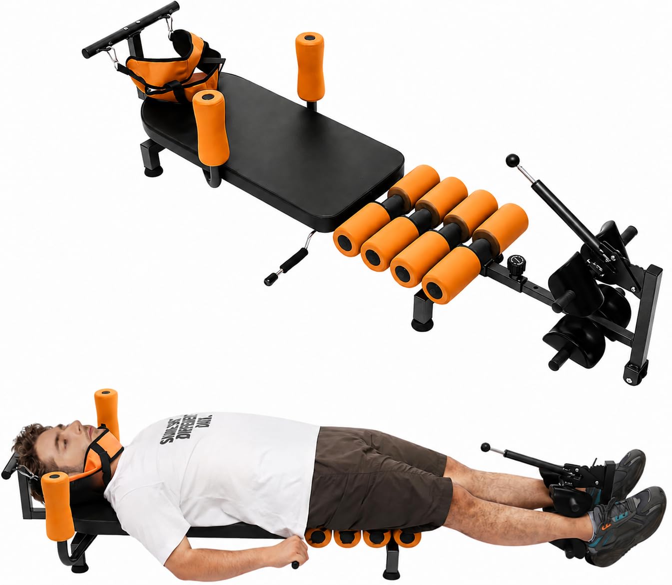 Back spinal stretcher decompression machine for pain relief men women Adjustable Back hip Lumbar disc lower posture Sciatica Support leg Stretching Extension device for Home Workout(140-185kg)-image-6