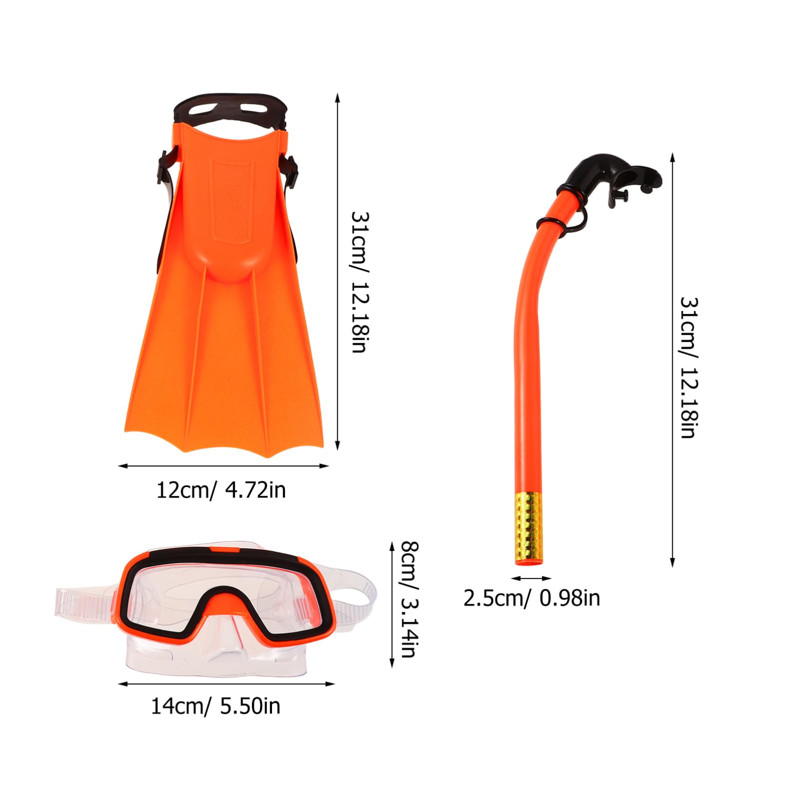 Abaodam Child Diving Gear 3-in-1 Snorkeling Kit Mask Fins and Snorkel Semi-Dry Diving Glasses for Boys and Girls Safe Swimming Accessories