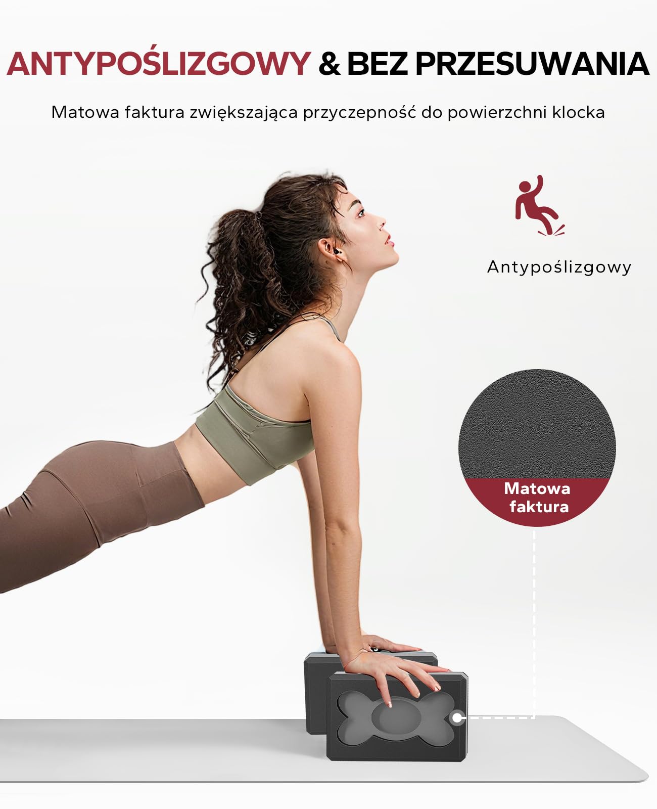 HAPBEAR 2 Klocki do Jogi – 23×15×7,5 cm EVA, Antypoślizgowe i Lekkie, Ergonomiczne, Stabilne do Pilates i Rozciągania – z Paskiem, Taśmami i Piłką do Masażu