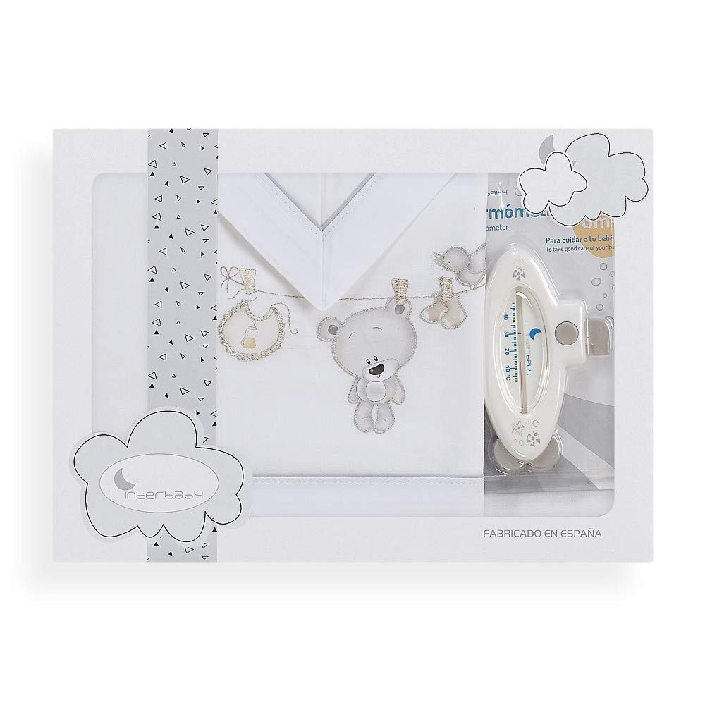 Set Lenzuola Interbaby Stendibiancheria Orso - 60x120 Cm, Bianco/Grigio