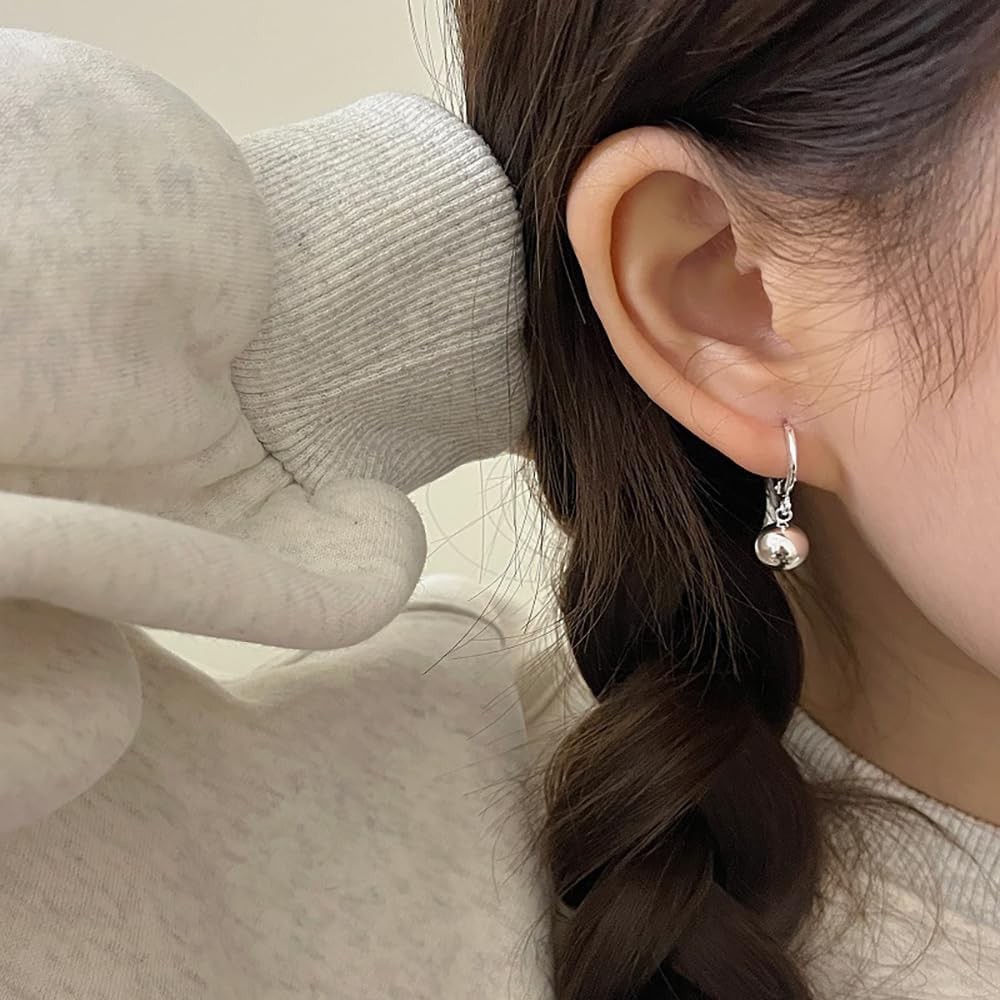 Gold Ball Hoop Huggie Earrings for Women, 14k Gold Plated Small Thick Oval Open Double Hoop Earrings Prom Party Jewelry Gifts - Image 2