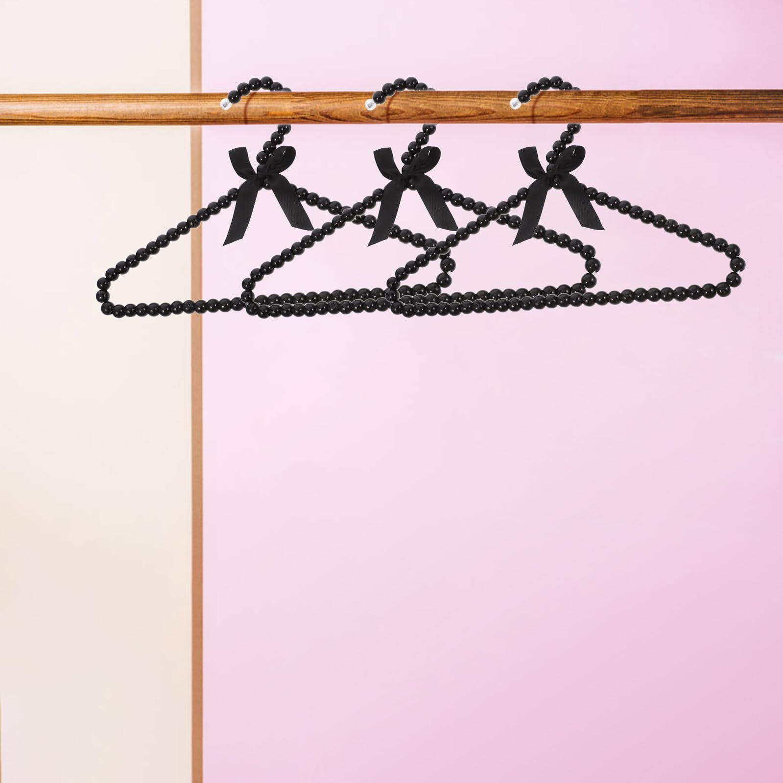SHINEOFI 12 Perchas Infantiles de Plástico Negro con Diseño de Lazo, Elegantes y Decorativas para Ropa de Niño y Ñiño, Ahorro de Espacio y Organización