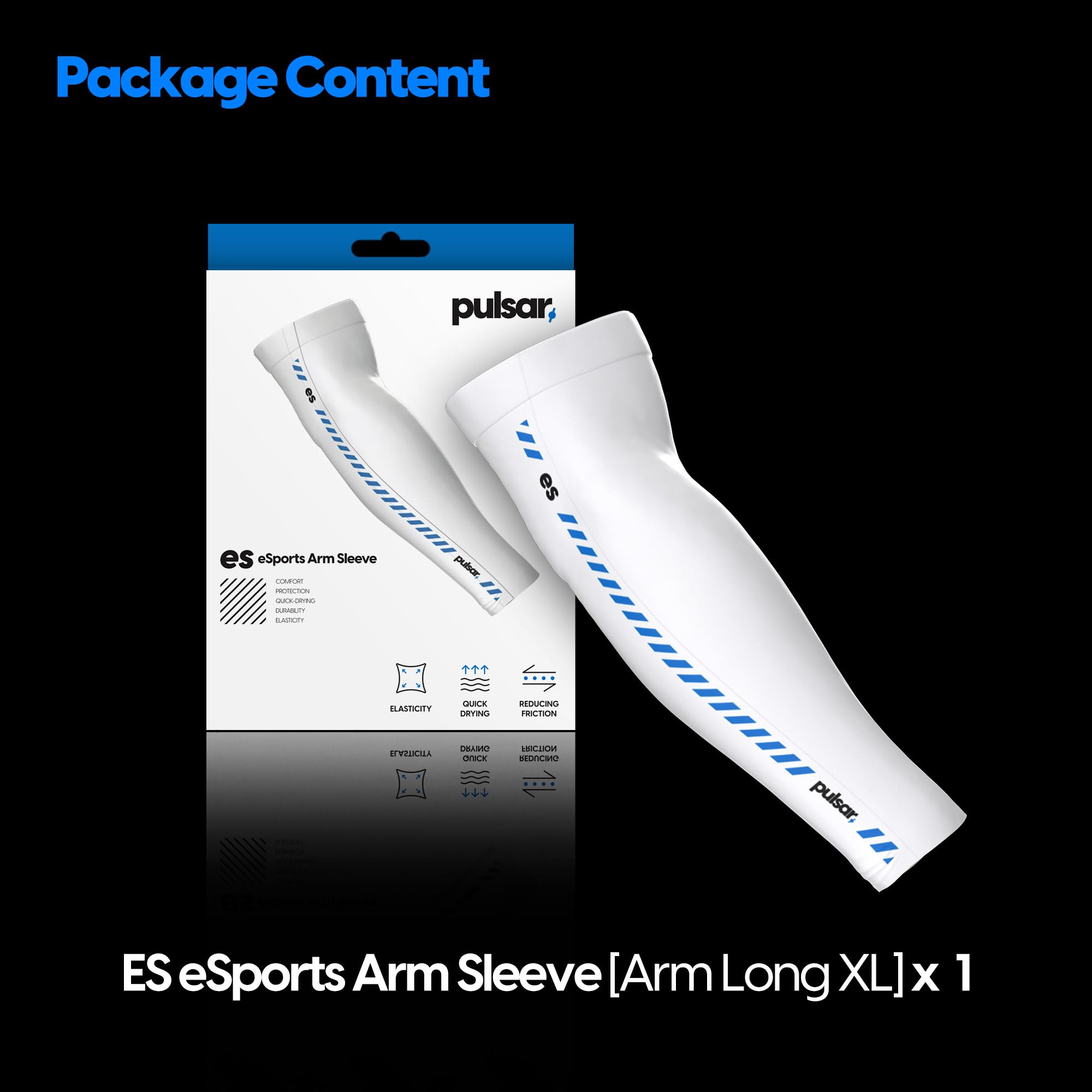 Pulsar Gaming Gears Manchon de bras eS : une bande haute résistance pour une meilleure concentration, réduit la fatigue (bras long XL, blanc), blanc, XL