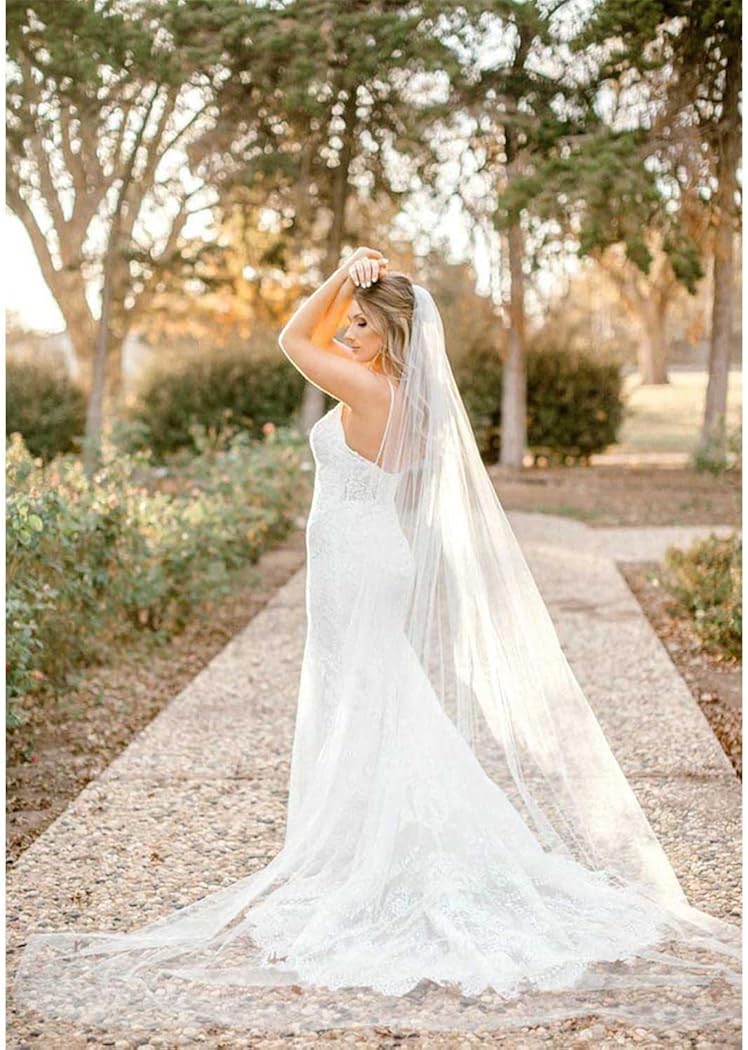 Miniatura 5 de CanB Velo de novia velo largo velo de novia longitud catedral suave velo novia vestido de pelo con peine 2T 118 pulgadas para mujeres y niñas