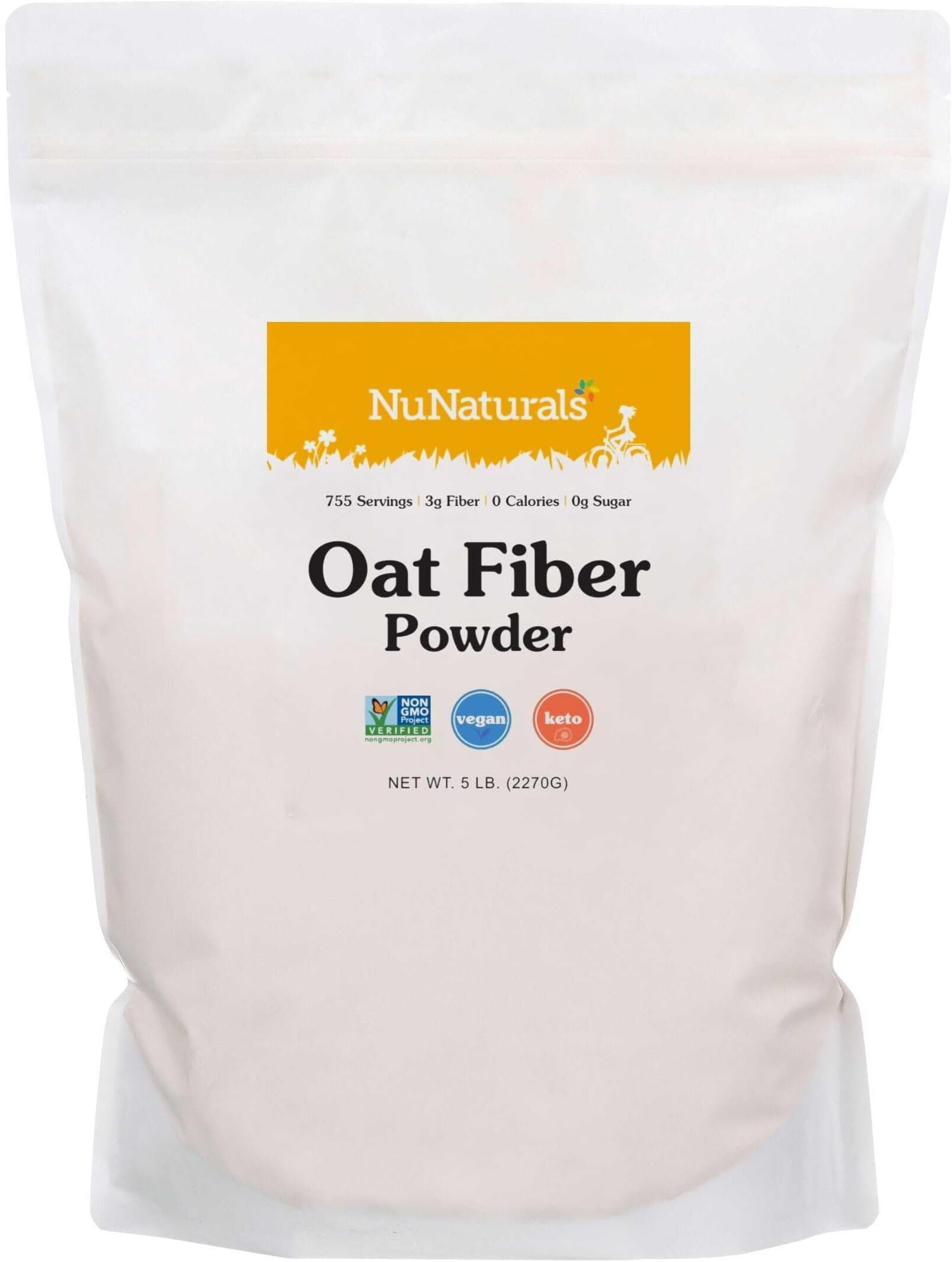Oat Fiber Powder, All Natural Non-GMO, Supports Digestive Health, 5 lbs