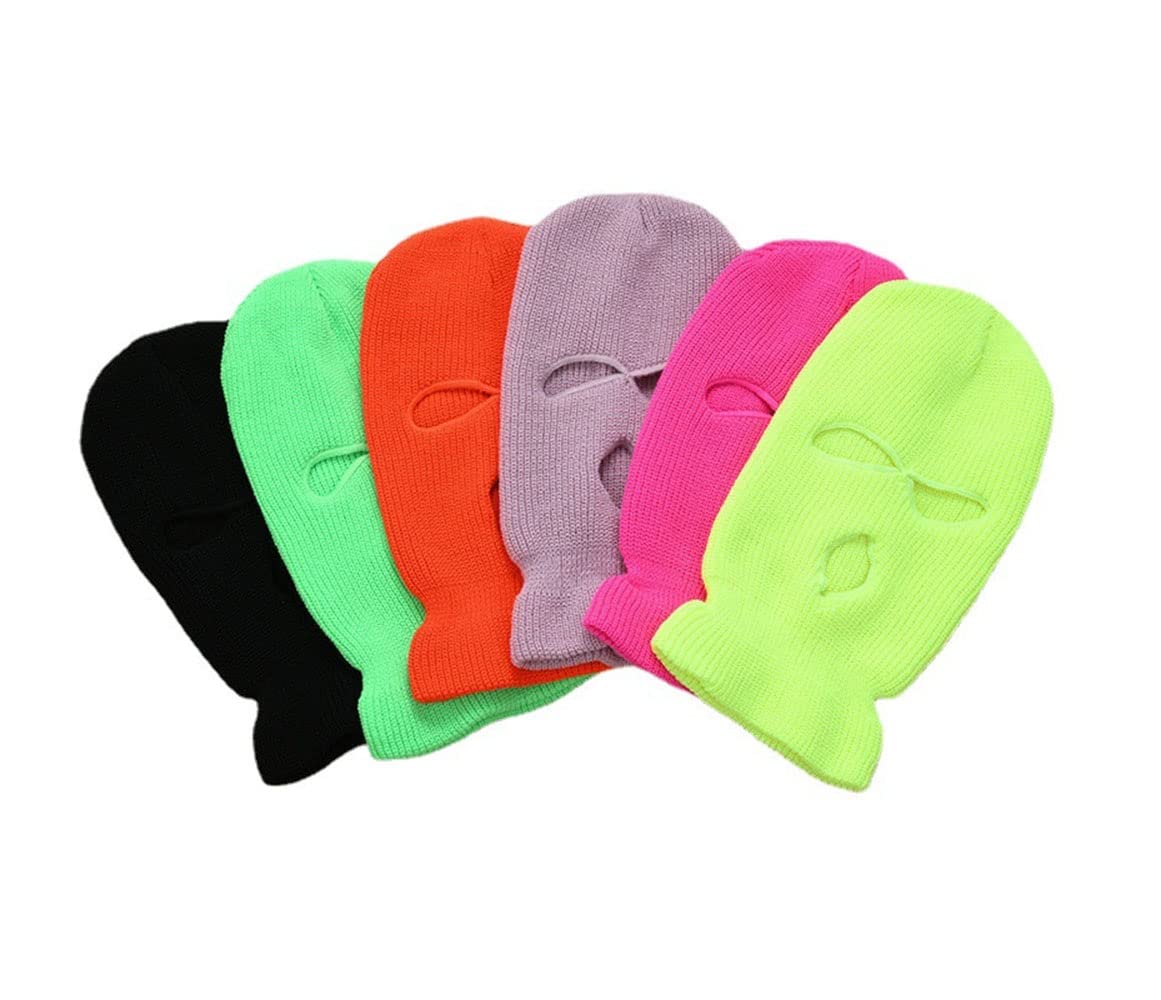 KGM Premium Quality Knitted 3 Hole Balaclava Bally Winter Hats Ski Snowboard Outdoor (Orange)