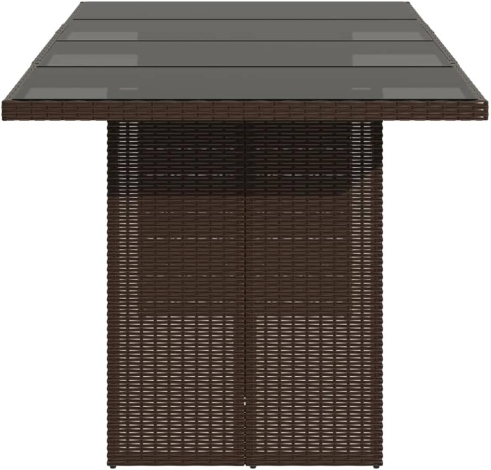 Garden Coffee Table Brown PE Rattan with Powder-Coated Steel Frame 74.8 x 31.5 x 29.1 inches Durable Outdoor Patio Table for Garden and Terrace Use