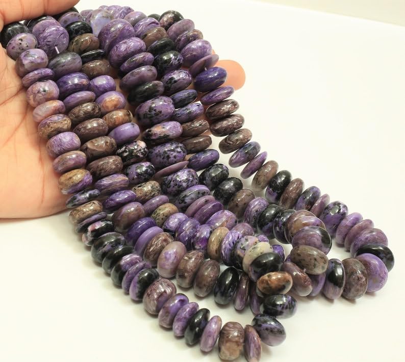 Perles rondes en charoite naturelle 11-15mm pour création de bijoux